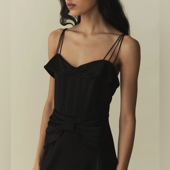 Doen Dresses & Skirts - Doen Donetta Satin Black Bow Detail Evening Dress